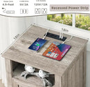 18" Farmhouse Night Stands Set of 2 with Charging Station, 2 Drawers End Table Dresser for Bedroom, Oak Wooden Nightstand, Bed Side Table with Open Shelf, Bedside Cabinet for Living Room by CozyNest Decor