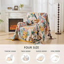 Boho Throw Blanket for Bed, Double Sided Floral Decorated Bohemian Couch Blanket, Lightweight Breathable 100% Cotton Throw Blanket,Room, Farmhouse, Bed Decor (Happiness,50"x60") by CozyNest Decor