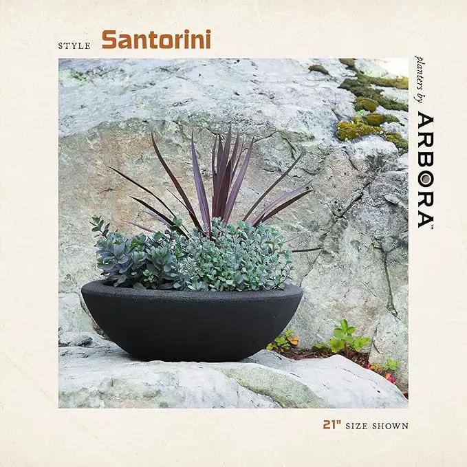 ARBORA 26" Santorini Bowl Polyresin Indoor and Outdoor Planter with Classic Black Finish - Durable, Weatherproof, Lightweight, Large Plant Pot for Patio, Garden, Deck, Entryway, photo 3 of 9