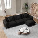 Modern Minimalist Chenille Modular Sectional Sofa, Deep-Seat 3-Seater L-Shaped Couch with Movable Ottoman and Thick Cushions, Upholstered Sofa for Living Room, Bedroom, Office, Apartment(Black L Sofa) by CozyNest Decor