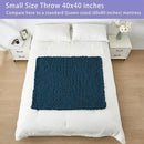 Bigacogo Chunky Knit Throw Blanket for Couch, 40x40 inches, 100% Hand Knitted with Thick Jumbo Chenille Yarn, Cozy Soft Large Rope Knot Cable Crochet Blankets for Sofa Bed Living Room, Deep Sea Blue by CozyNest Decor