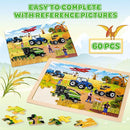 Wooden Puzzles for Kids Age 3 4 5 Year Old, 6 Pack 60 Pcs Toddler Jigsaw Puzzles for Girl Boy Animals Space Activities Preschool Learning Educational Birthday Gift Travel Autistic Wooden Toys by TinyTreasures Baby Boutique