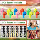 158Pcs Soccer Party Favors - Bags, Whistles, Balls, Slap Bracelets, Keychains, Stickers, Tattoos for Party Goodie Bags by TinyTreasures Baby Boutique