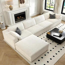 157.5" Cloud Couch Modular Sectional Sofa for Living Room,Modern Sofa with Deep Seat，L-Shape Boneless Couch with Ottoman,Comfy Upholstered Corduroy Couches for Apartment, Studio, Office,Bedroom，White by CozyNest Decor