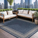 Beverly Rug Large Outdoor Rug 9x12 Modern Bordered Area Rugs for Indoor and Outdoor Patio Deck Porch Garden Waterproof Weather Sun Resistant Washable Outside Carpet (9 x 12 Navy) by CozyNest Decor