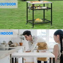 Stainless Steel Outdoor Grill Cart Pizza Oven Stand Trolley Table with Wheels Three-Shelf Movable Food Prep and Work Table Heavy Duty Grill Carts Outdoor Cart 31.5"×24"×35.5" by CozyNest Decor