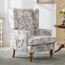 DUOMAY Tufted Accent Chair, Modern Linen Upholstered Wingback Side Arm Chair for Living Room Bedroom with Wood Legs, Comfy Reading Guest Chair for Office, Beige Flower Pattern by CozyNest Decor
