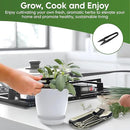 Indoor Garden Kit - Plant Pots with Drainage, Watering Can & Tools - Ideal Windowsill Planter Set - Modern Home & Kitchen Decor Gift - White