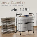 Laundry Hamper 3 Section, 145L Rolling Laundry Sorter Basket with Wheels, 3 Compartment Clothes Organizer Cart, Pull-Out Removable Bags for Laundry Room, Bathroom, Bedroom, White by CozyNest Decor