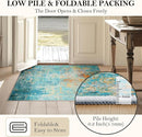Washable Area Rugs 2'x6' Non-Slip Modern Abstract Soft for Living Room Entryway Bedroom Nursery, Print Pattern, Teal Blue Green Orange Rust Red Colorful by TinyTreasures Baby Boutique