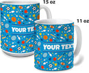 Personalized Mug for Kids - Sports - Custom Name/Text, Ceramic Hot Chocolate/Cocoa/Coffee Cup for Boys/Girls, Birthday/Christmas/Holiday Gift - 11 oz, Light Blue Handle by TinyTreasures Baby Boutique