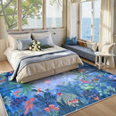 LIVEBOX Washable Jungle Animal Print Rugs 9x12 Blue Rugs for Living Room, Stain Resistant Soft Kids Area Rugs for Bedroom, Non-Skid Modern Dining Room Rug Floor Carpet for Playroom Kids Nursery by CozyNest Decor