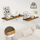 36" Floating Shelves for Wall, 12" Deep Slim Rustic Brown Floating Shelves, Wall-Mounted Shelves for Bedroom, Living Room, Kitchen, Bathroom - Set of 2 by CozyNest Decor