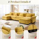 URRED Modular Sectional Sofa Comfy Cloud Couch, Modern Chenille Sofa Sleeper Deep Seat Couches with Ottoman/Pillows for Living Room (Yellow, 154'' - U Shape) by CozyNest Decor