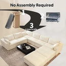 Oversized Modular Sectional Cloud Couch,157.5" U Shaped Modern Sofa with 2 Ottoman and 2 Middle Seats,Upholstered Couches with Corduroy Fabric for Living Room Furniture,No Assembly Required,White by CozyNest Decor