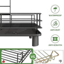 2 Tier Black Large Stainless Steel Dish Drainers Drying Rack for Kitchen Counter with Drainboard, Rust Proof Metal, Space Saving, Modern Aesthetic, Compact Plates Strainers with Extra Mat by CozyNest Decor