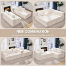 Hobestluk 96“ Modular Sectional Sofa Couches L-Shape Couch 3 Seat Modular Sofa Memory Foam Sectional Couches for Living Room, Cloud Couch with Oversized Chaise (White, Checked (Right Facing Chaise)) by CozyNest Decor