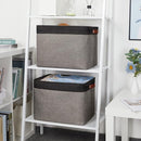DULLEMELO Storage Bins 16"x12"x12" With Leather Handles for Organizing,Decorative Collapsible Storage Baskets for Shelves Closet Home Office (Black&Grey) by TinyTreasures Baby Boutique