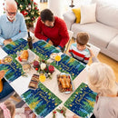 Christmas Pine Trees Placemats Set of 6 Plastic Table Mats Xmas Ball Ornaments Snowflakes Place Mats Holiday Pine Trees Winter Table Decoration for Indoor Outdoor Party Kitchen Dining by CozyNest Decor