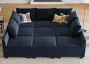 HONBAY Sectional Sleeper Sofa Velvet Sectional Sleeper Couch with Storage Modular Sleeper Sectional Sofa Couch for Living Room,Dark Blue by CozyNest Decor