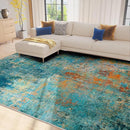 Washable Area Rugs 7'x9' Non-Slip Modern Abstract Soft for Living Room Entryway Bedroom Nursery, Print Pattern, Teal Blue Green Orange Rust Red Colorful by TinyTreasures Baby Boutique