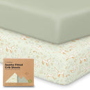 KeaBabies 2-Pack Organic Crib Sheets for Boys, Girls - 52x28 Fitted Crib Mattress Sheet Neutral, Breathable Jersey Cotton Cover for Baby Bed, Toddler Mattress, Soft & Cute Prints (Foxtrot) by TinyTreasures Baby Boutique