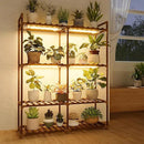 Bamworld Plant Stand with Grow Lights for Indoor Plants Wood Plant Shelf 4 Tier Large Flower Stand for Mutiple Plant Holder Rack for Patio Living Room Balcony by GreenHaven Gardens