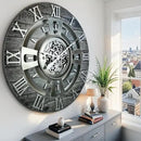 The Gears Clock Real Moving Gear Wall Clock England Line (Carbon Grey, 36 inches (90 cm)) by CozyNest Decor