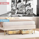 Under Bed Storage Containers With Wheels - 2 Pcs Bamboo Wood Rolling Underbed Shoe Storage Bins With Dust Bags for Clothes Blankets, Duvet Covers Snacks Toys (Natural) by CozyNest Decor