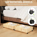 Bamboo Under Bed Storage with Wheels (2-Pack) – Rolling Underbed Shoe Organizer Box for Shoes, Blankets, Toys, Clothes Container Space-Saving Organizer Bins for Bedroom, Closet, Dorm, Nursery by CozyNest Decor