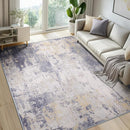 Washable Area Rugs 8'x10' Non-Slip Modern Abstract Soft for Living Room Entryway Bedroom Nursery, Print Pattern, Purple Grey Cream Yellow by TinyTreasures Baby Boutique