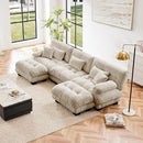 U Shaped Couch Sectional Couch, 3-Seater Cloud Couch Sectional Oversized Couch, Sofa Bed Couch with Round Bolster Armrests 5 Pillows, Modular Couch Home Sofa Living Room Couch by CozyNest Decor