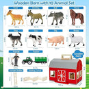 YEEBAY Farm Animals Toys for 3+ Year Old Kids Toddlers Girls Boys, Large Wooden Barn with Animal Play Figures, Farm Playset Educational Learning Toys, Ideal Christmas Birthday Gifts by GreenHaven Gardens