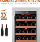 Ca'Lefort 15 Inch Wine Fridge, 33 Bottle Wine Cooler Refrigerator, 40-65°F Wine Refrigerator Glass Door, 3 LED Wine Fridge, Built-in or Freestanding Wine Fridge for Home/Bar/Kitchen (3.0 cu.ft) by CozyNest Decor