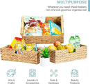 VATIMA Large Water Hyacinth Storage Baskets for Organizing with Wooden Handles for Shelves, 2 Bathroom Small Basket, Water Hyacinth Toilet Paper Baskets, Set of Natural Wicker Storage Basket for Home by CozyNest Decor