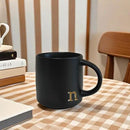 COLLECTIVE HOME - Black Monogram Ceramic Mugs, 15 oz Golden Initial Coffee Cups, Elegant Alphabet Tea Mugs, Personalized Halloween Mug with Gift Box, Perfect for Office and Home Décor (n) by CozyNest Decor