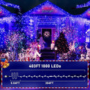KNONEW 403ft 1000 LED String Lights Outdoor Christmas Light 8 Modes & Timer Fairy Lighting Plug in Waterproof for Xmas Yard Tree Wedding Party Holiday Decorations (Blue) by GreenHaven Gardens