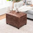 Joveco Leather Storage Ottoman, 24" Rectangle Tufted Square Upholstered Bench, Foot Rest Stool with Wood Legs, Footstool for Living Room Bedroom, Coffee by CozyNest Decor