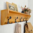 SKOLOO Wall Shelf with Hooks, 35-Inch Brown Coat Rack Wall Mount with Shelf Organizer - Lightweight & Sturdy, 5 Tri Hooks - Perfect for Entryway, Hallway, Living Room, Bedroom, Mudroom by CozyNest Decor