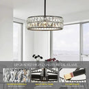 16” 4-Light Modern Crystal Chandeliers Black Dinning Room Light Fixture with Two Rods, Round Pendant Light Kitchen Island Chandelier, Flush Mount Ceiling Light for Living Room Entryway by CozyNest Decor