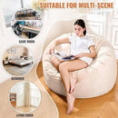4FT Bean Bag Chair: Bean Bag with Velvet Cover, Fluffy and Comfy Bean Bag Chairs for Adults and Kids, Bean Bag Sofa Filled with High-Density Sponge for Gaming (Yellowish Beige) by CozyNest Decor