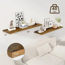 48" Floating Shelves for Wall, 12" Deep Slim Rustic Brown Floating Shelves, Wall-Mounted Shelves for Bedroom, Living Room, Kitchen, Bathroom - Set of 2 by CozyNest Decor