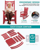 SERWALL Oversized Rocking Chair, Outdoor Rocking Chair Set for Adults, All Weather Resistant Porch Rocker for Lawn Garden, Red by GreenHaven Gardens