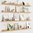 Picture Ledge Shelf for Wall, Floating Shelves Set of 4, 48 Inch Long Nursery Book Shelves for Toys Storage, Kids Bookshelf Wall Mounted for Books Photo Frames, Oak by TinyTreasures Baby Boutique