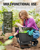Garden Kneeler and Seat Heavy Duty, Upgraded Widened to 10" Stable Wear-Resistant Prevent Knee and Back Pain, Foldable Gardening Stool - Beautiful Logo high-end 2 Large Tool Bags Gift for Men by GreenHaven Gardens