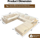 Oversized Modular Sectional Cloud Couch,157.5" U Shaped Modern Sofa with 2 Ottoman and 2 Middle Seats,Upholstered Couches with Corduroy Fabric for Living Room Furniture,No Assembly Required,White by CozyNest Decor