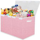 Toy Storage Box for Girls, Large Kids Toy Chest Boxes Organizers and Storage with Lids & Handles for Nursery,Playroom 24.5"x13"x16"(Pink) by TinyTreasures Baby Boutique