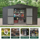 Domi Outdoor Storage Shed 11' x 9', Metal Steel Utility Tool Shed Storage House with Double Lockable Doors & Air Vents for Backyard Patio Garden Lawn Dark Grey by GreenHaven Gardens