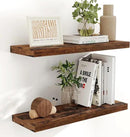 Fun Memories 32 Inch Floating Shelves, Farmhouse Wood Floating Shelf Set of 2, 32 x 9 Floating Shelf Wall Mounted, Deep Storage Display Shelves for Kitchen, Bedroom, Living Room, Rustic Brown Color by CozyNest Decor