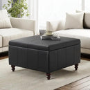 HUIMO Square Leather Storage Ottoman, Black Tufted Large Ottoman for Living Room, Coffee Table with Storage(Black) by CozyNest Decor